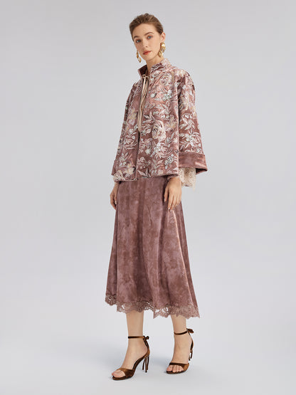 Velvet Sequined Floral Embroidered Jacket