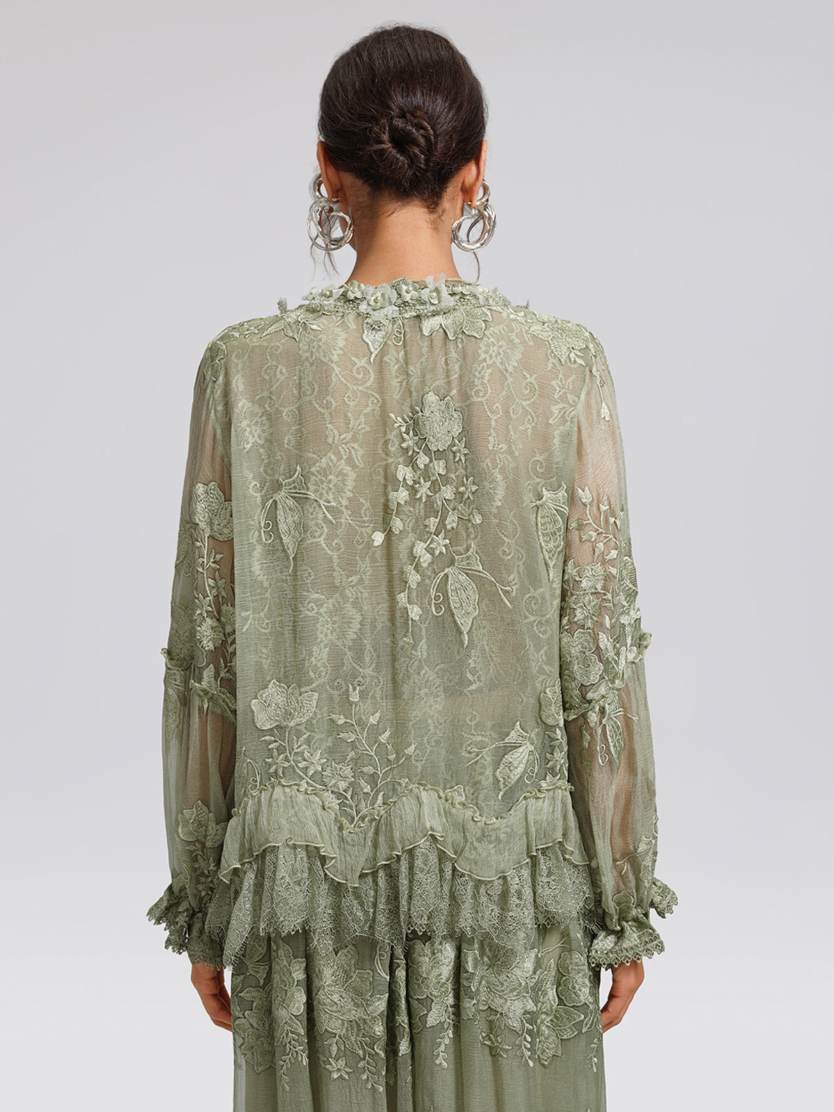 Hand-Dyed Silk Embroidered Floral Top