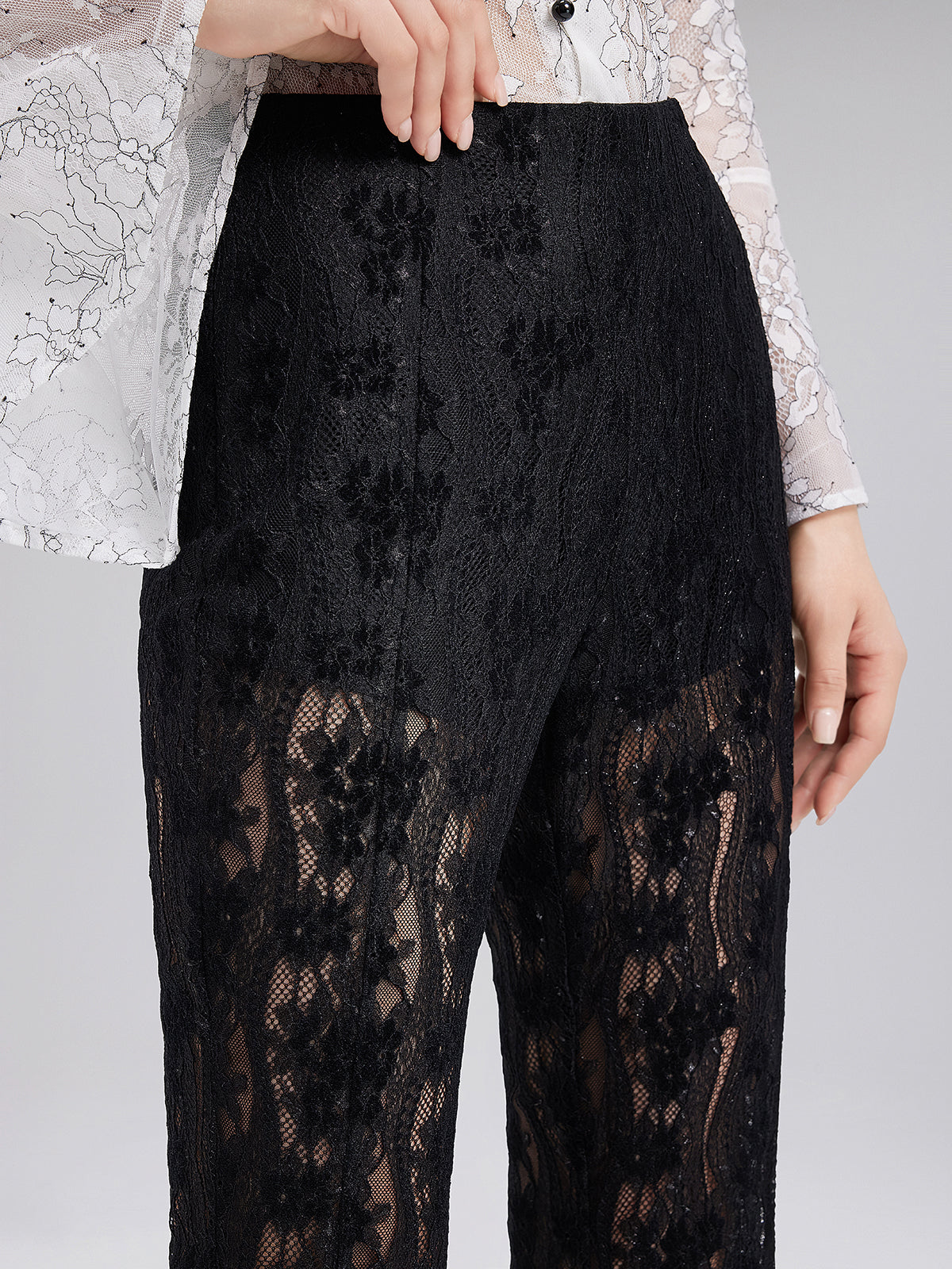 Lace Cutout Flared Pants