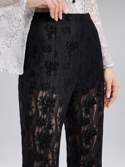 Lace Cutout Flared Pants