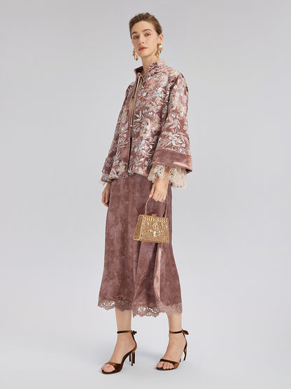 Velvet Sequined Floral Embroidered Jacket