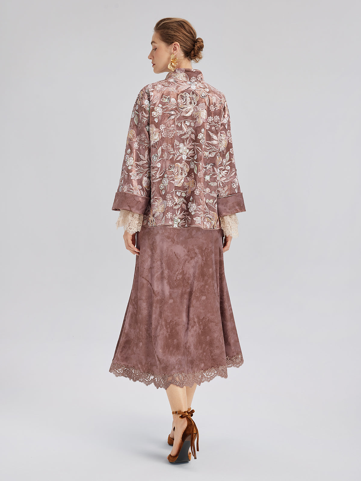 Velvet Sequined Floral Embroidered Jacket