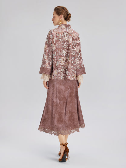 Velvet Sequined Floral Embroidered Jacket