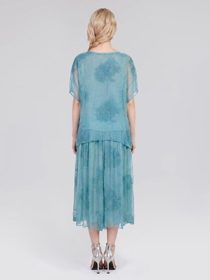 Color-Dyed Silk Floral Embroidered Set