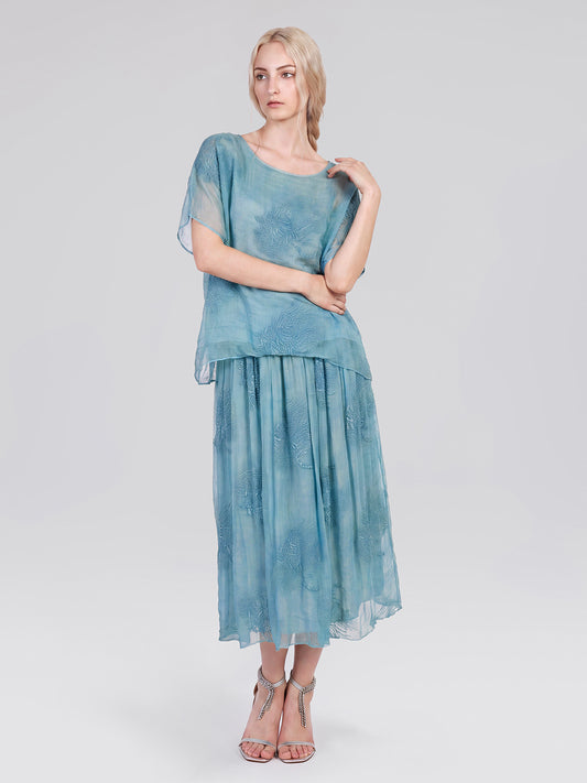 Color-Dyed Silk Floral Embroidered Set