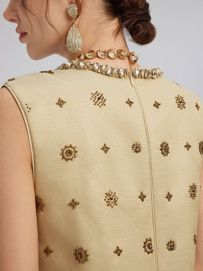 Hand-Beaded Fringe Sleeveless Dress