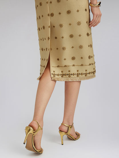 Hand-Beaded Fringe Sleeveless Dress