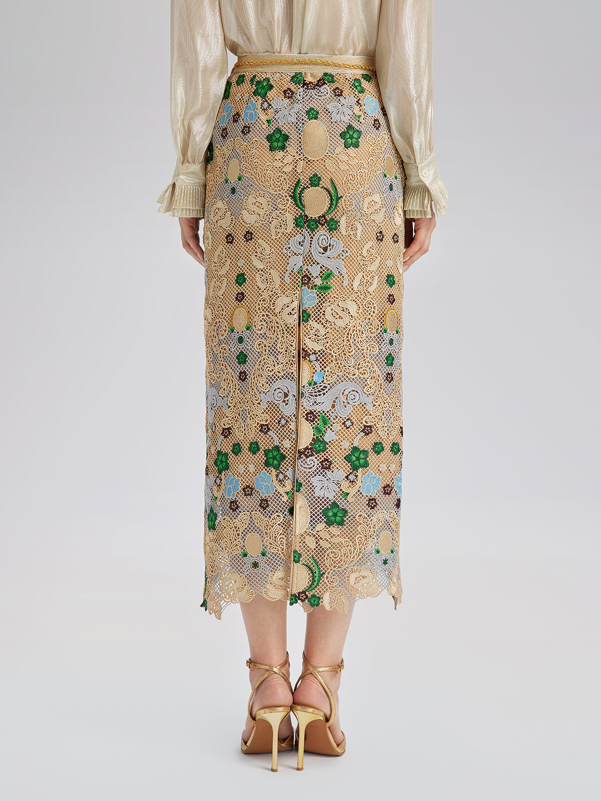 Bohemian Embroidered Floral Elastic Waist A-Line Skirt