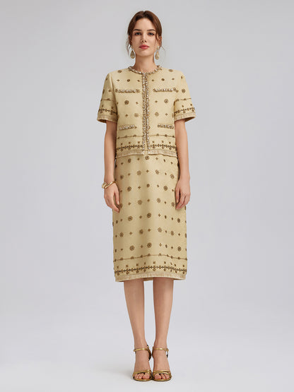 Hand-Beaded Fringe Cropped Jacket