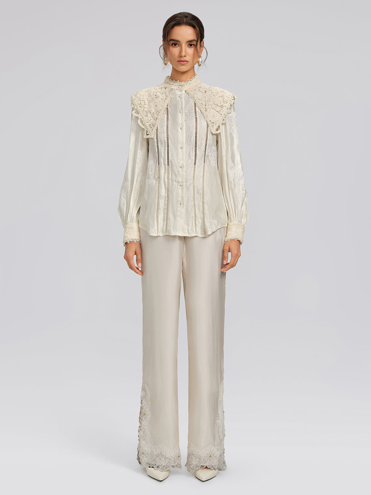Silk-Linen Jacquard Multi-Wear Blouse
