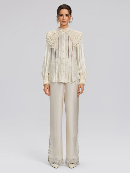 Silk-Linen Jacquard Multi-Wear Blouse