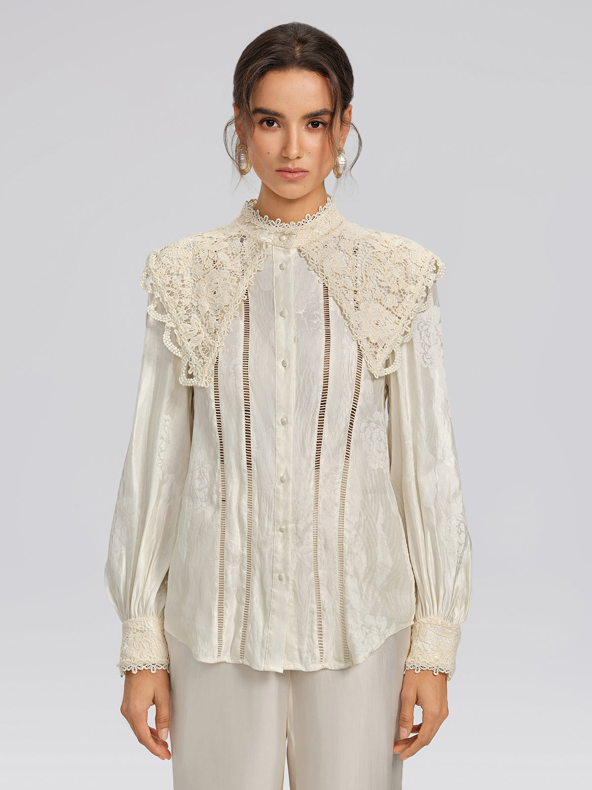 Silk-Linen Jacquard Multi-Wear Blouse