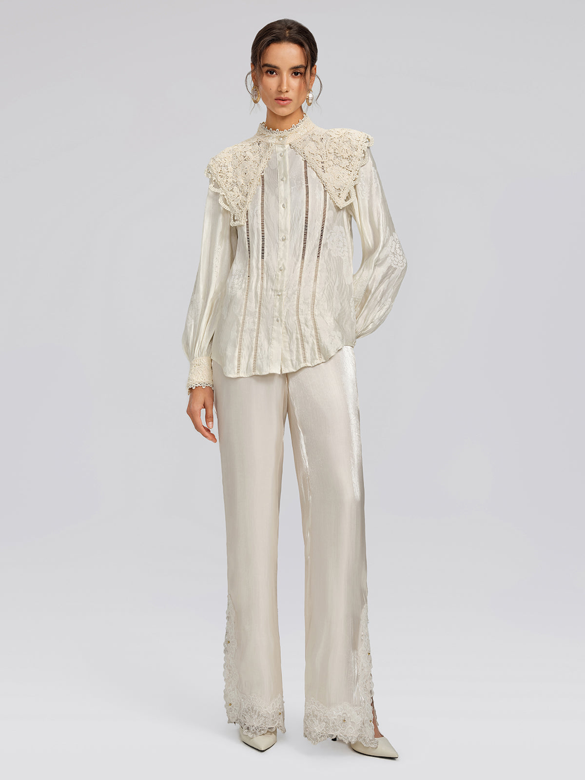 Silk-Linen Jacquard Multi-Wear Blouse