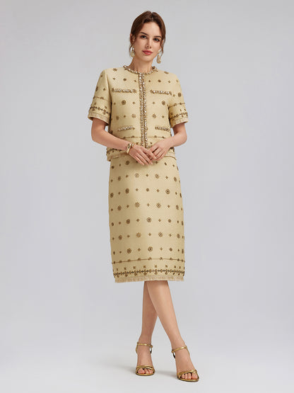 Hand-Beaded Fringe Cropped Jacket