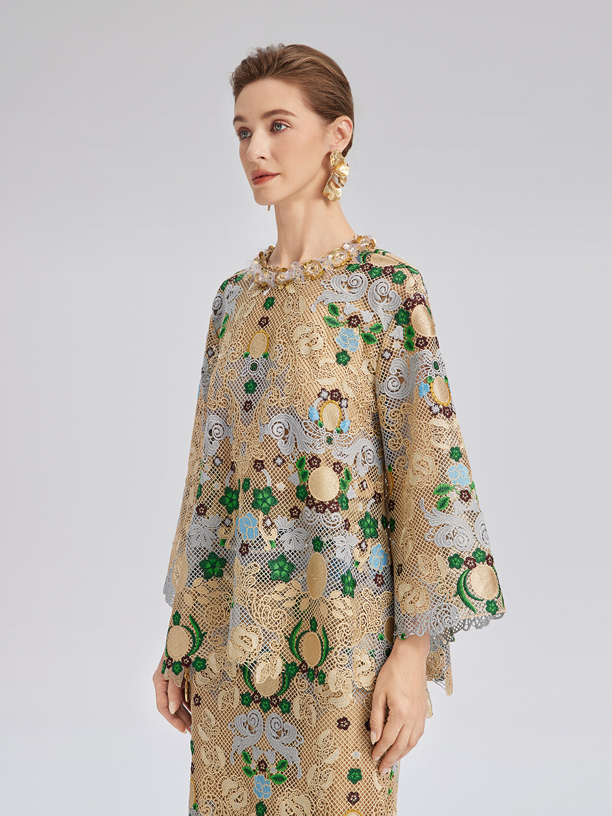 Bohemian Embroidered Floral Hand-Beaded Top