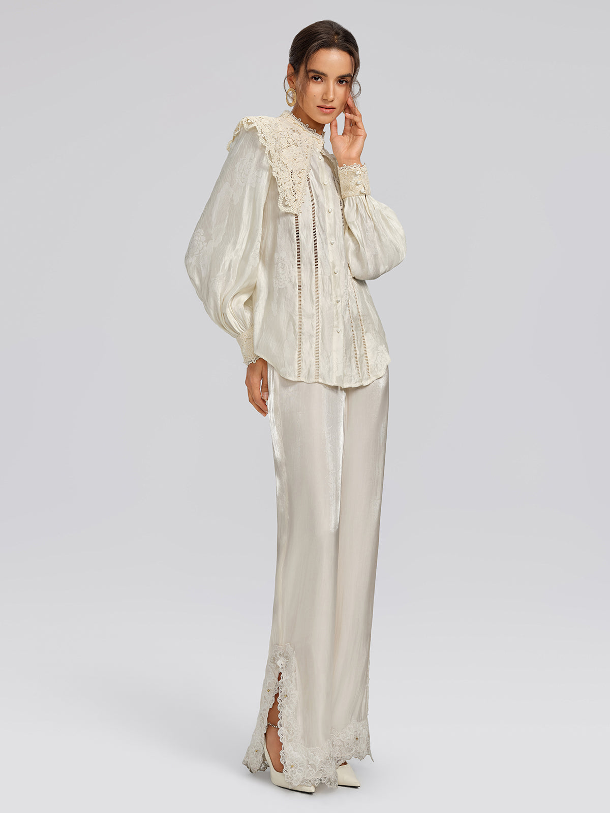 Silk-Linen Jacquard Multi-Wear Blouse