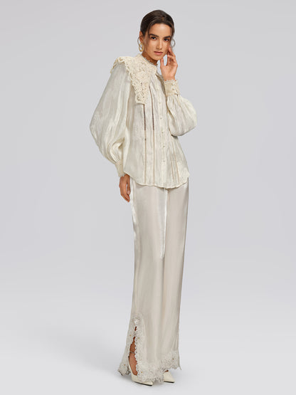 Silk-Linen Jacquard Multi-Wear Blouse