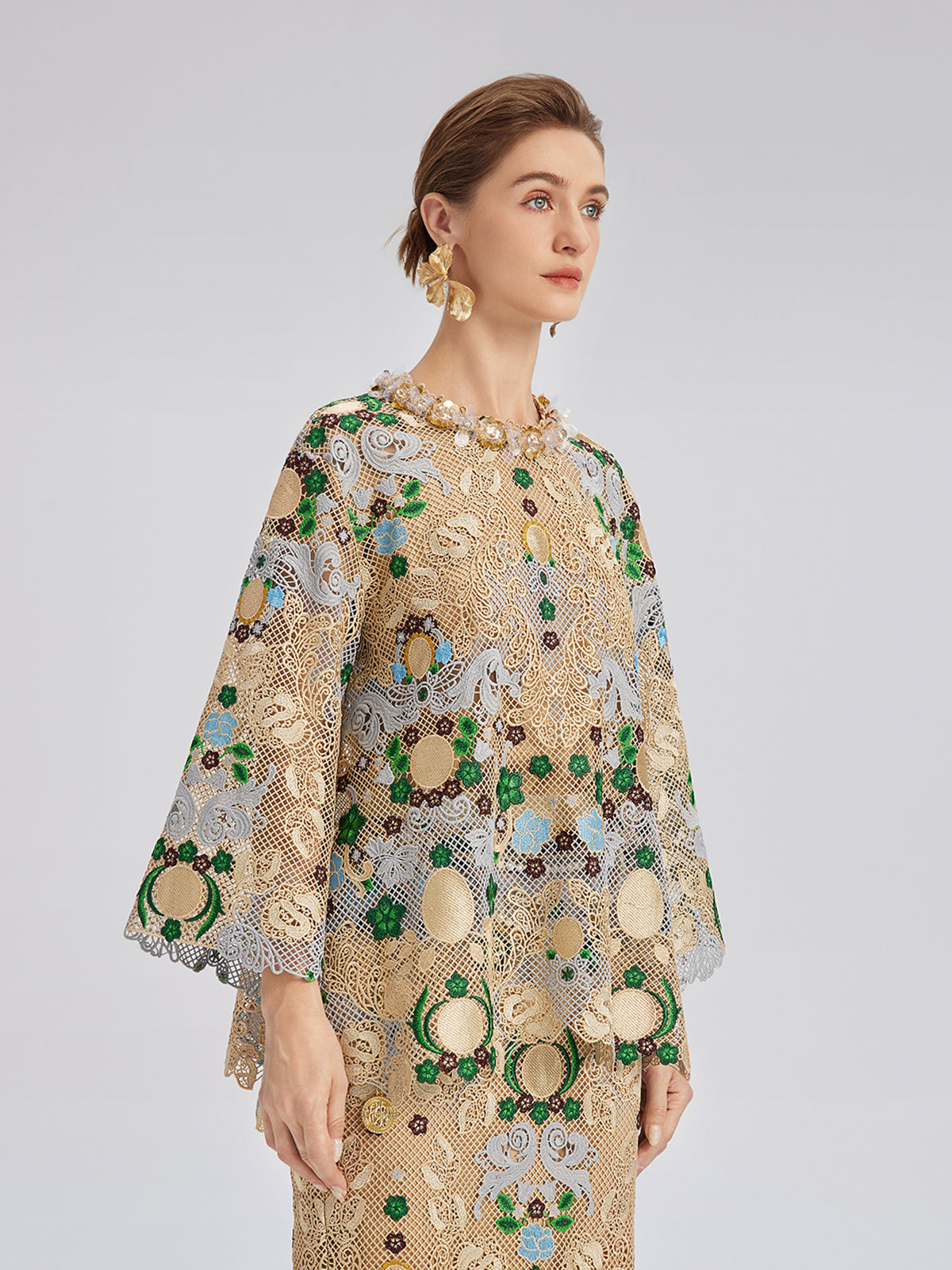 Bohemian Embroidered Floral Hand-Beaded Top