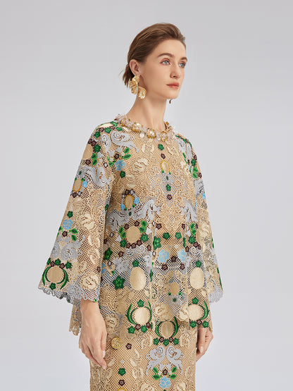 Bohemian Embroidered Floral Hand-Beaded Top