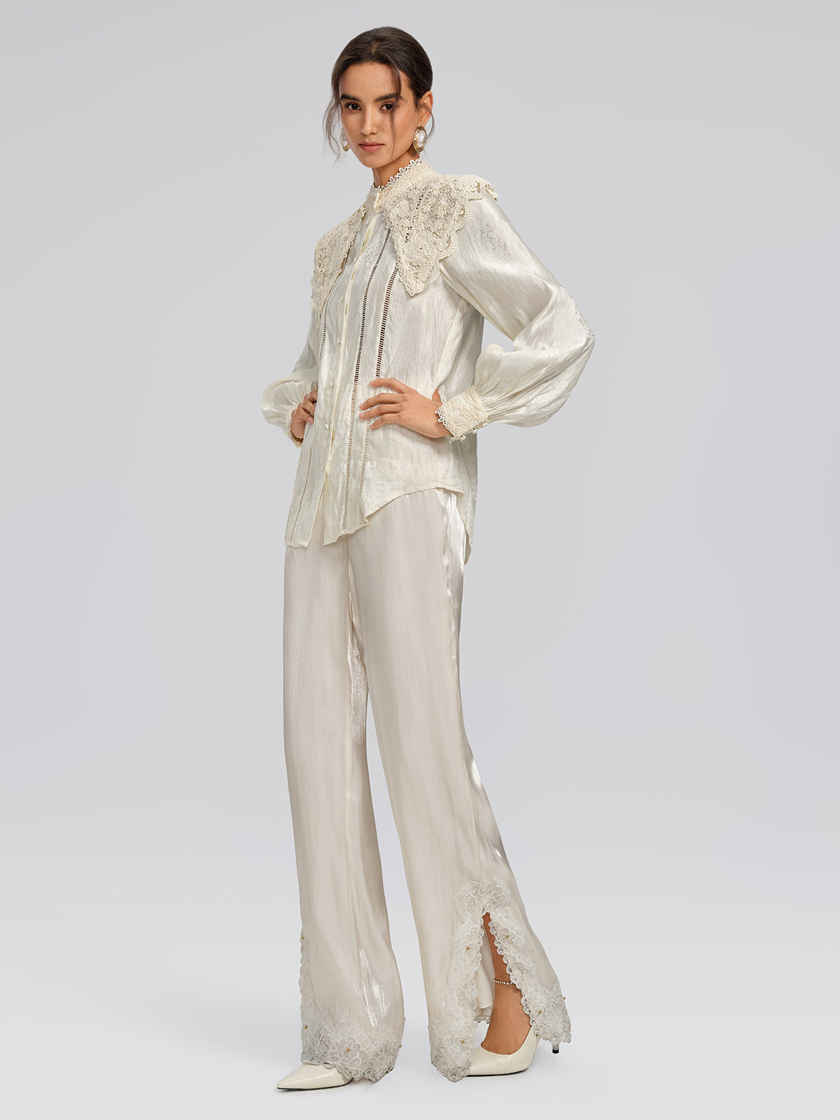 Silk-Linen Jacquard Multi-Wear Blouse