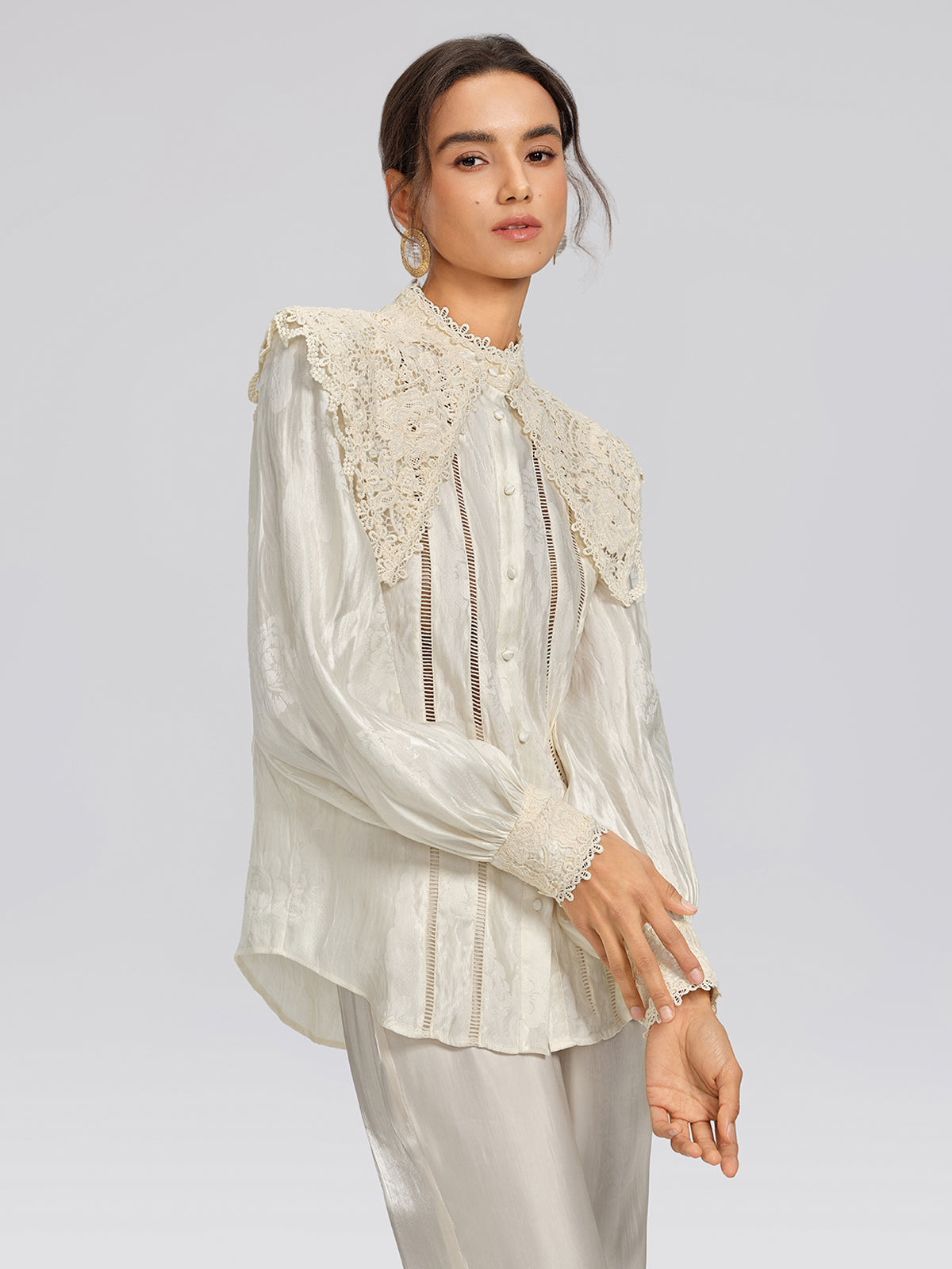 Silk-Linen Jacquard Multi-Wear Blouse