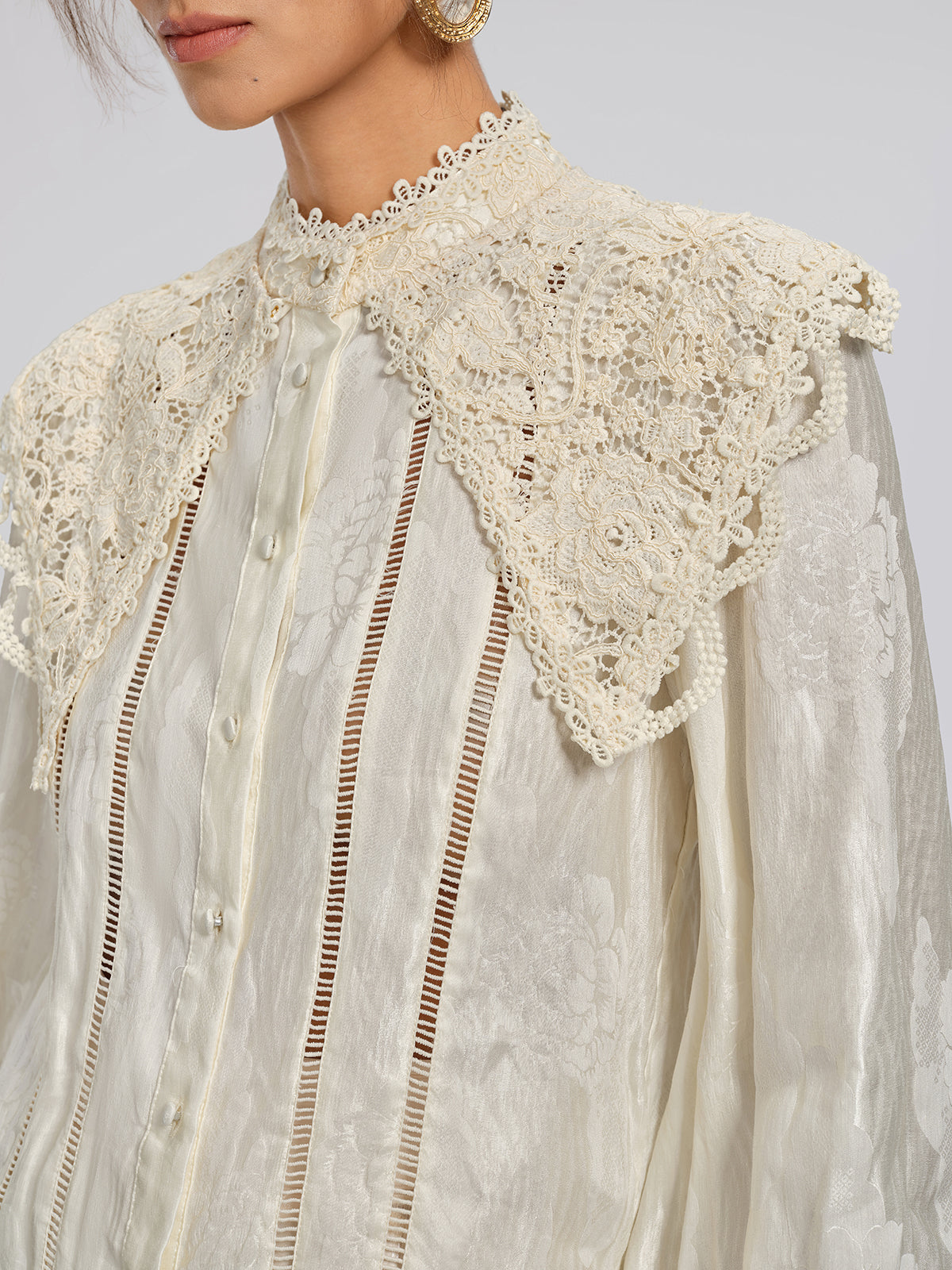 Silk-Linen Jacquard Multi-Wear Blouse