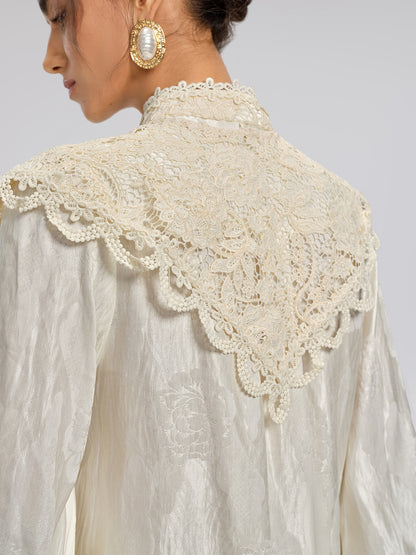 Silk-Linen Jacquard Multi-Wear Blouse