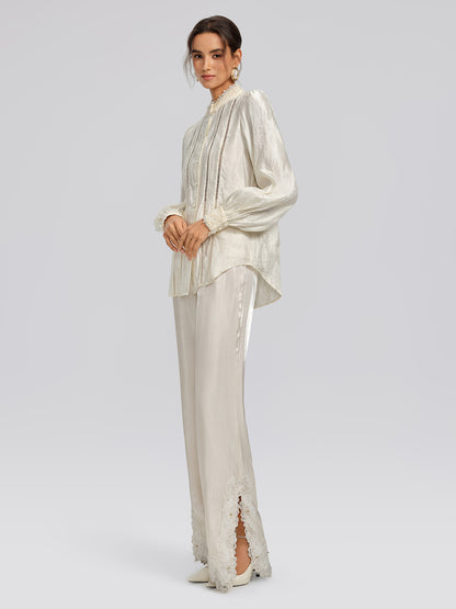 Silk-Linen Jacquard Multi-Wear Blouse