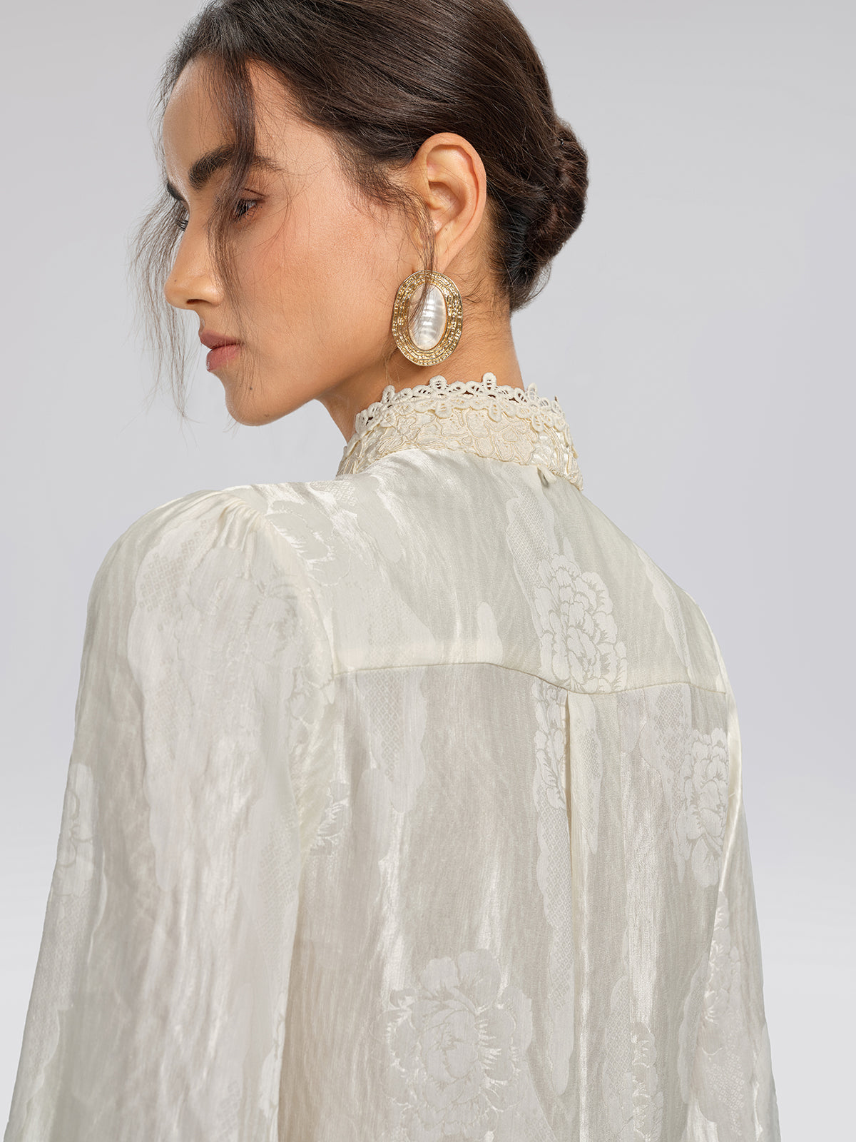 Silk-Linen Jacquard Multi-Wear Blouse