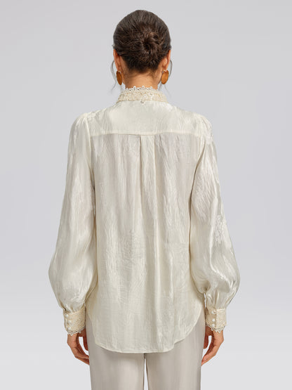 Silk-Linen Jacquard Multi-Wear Blouse