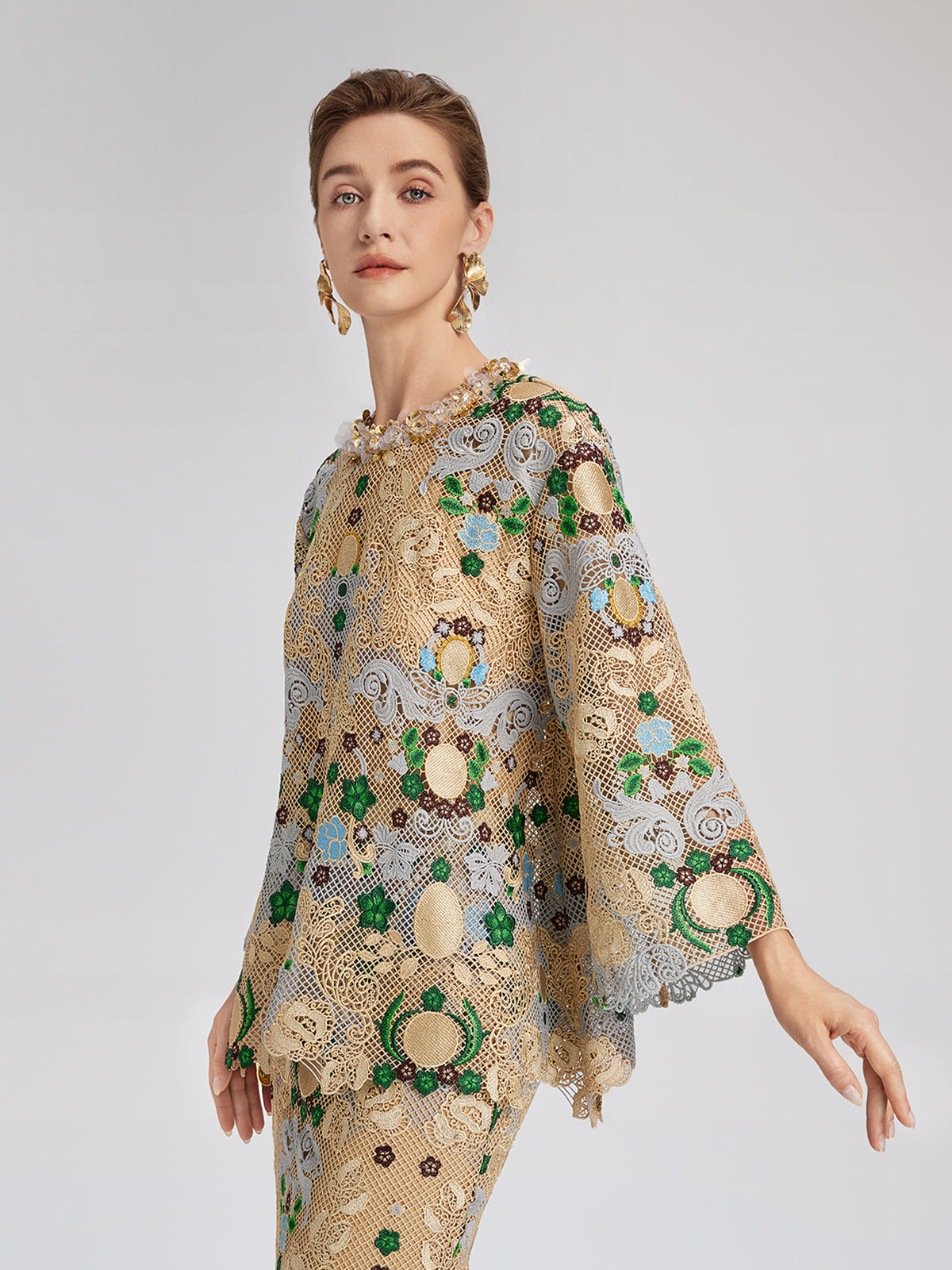 Bohemian Embroidered Floral Hand-Beaded Top