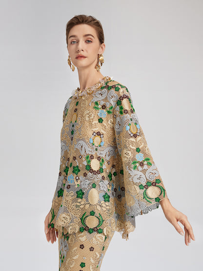 Bohemian Embroidered Floral Hand-Beaded Top