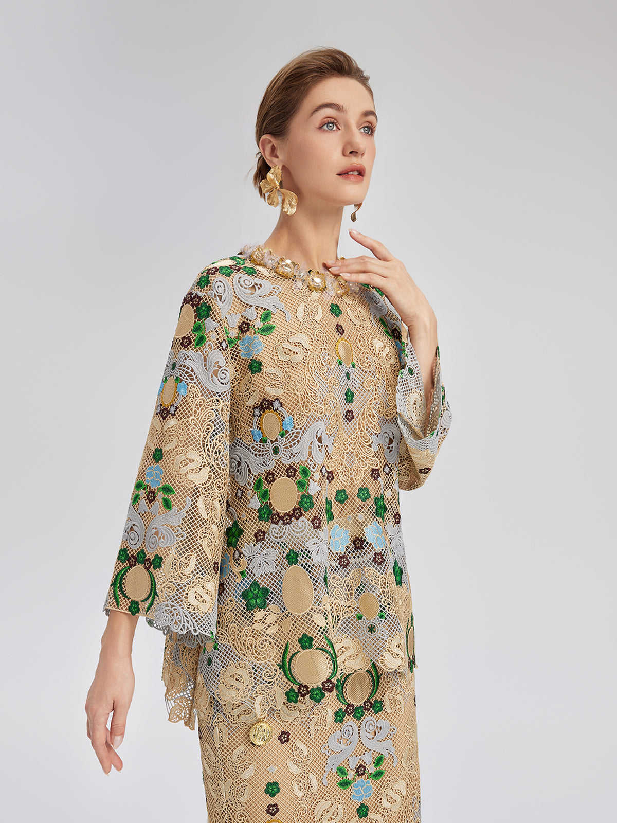 Bohemian Embroidered Floral Hand-Beaded Top