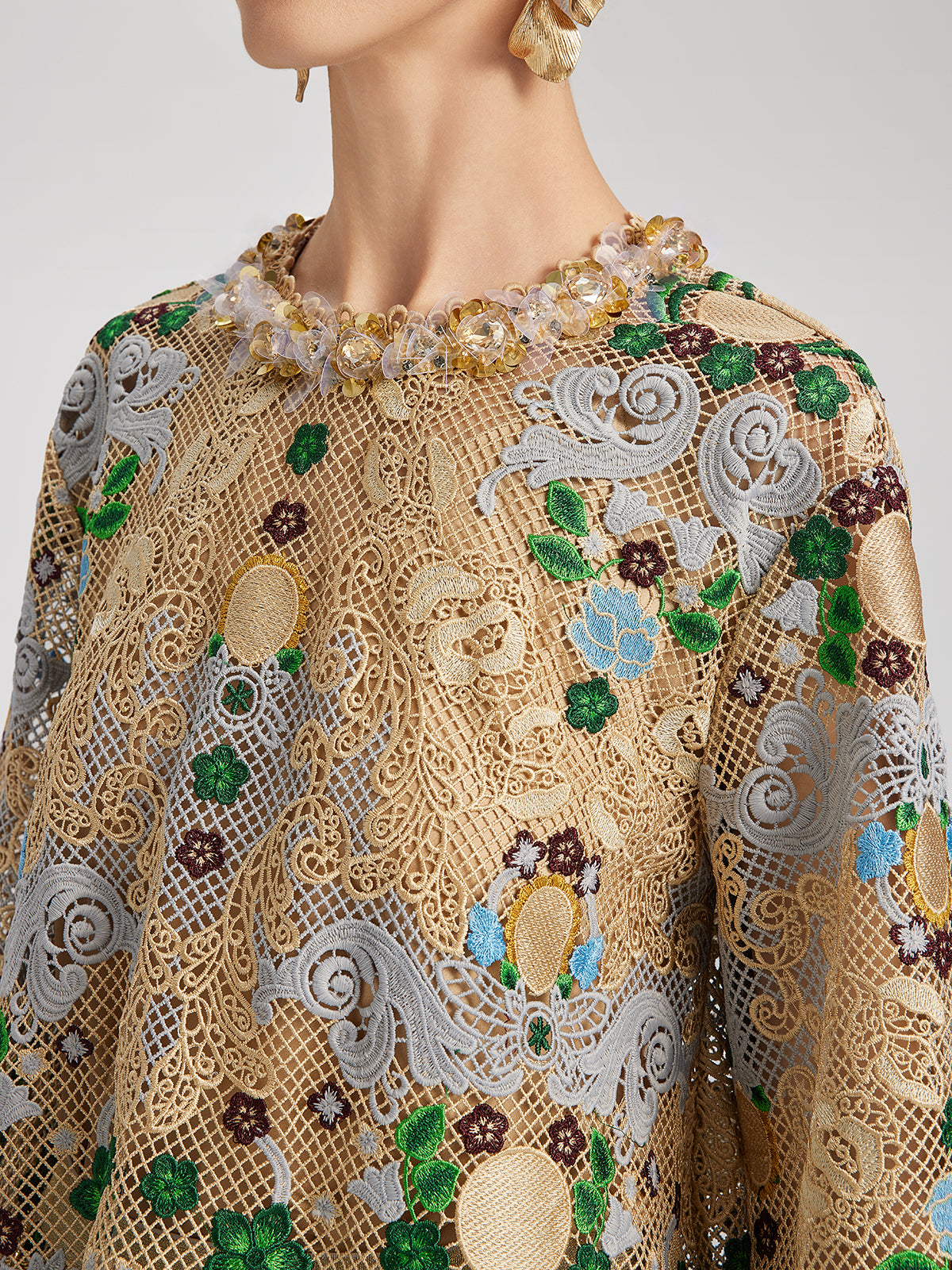 Bohemian Embroidered Floral Hand-Beaded Top