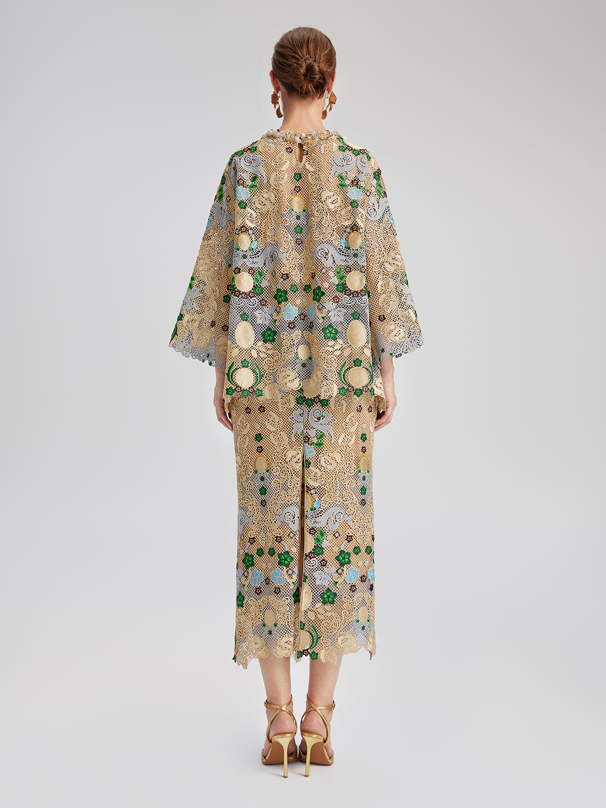 Bohemian Embroidered Floral Elastic Waist A-Line Skirt