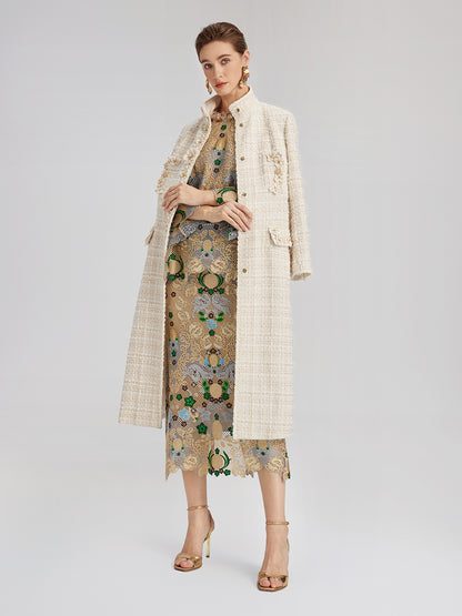 Bohemian Embroidered Floral Elastic Waist A-Line Skirt