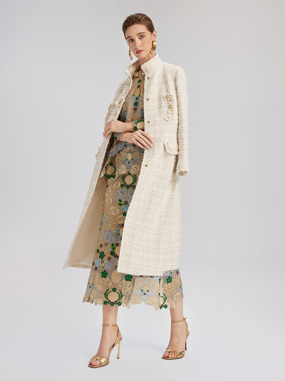 Bohemian Embroidered Floral Elastic Waist A-Line Skirt