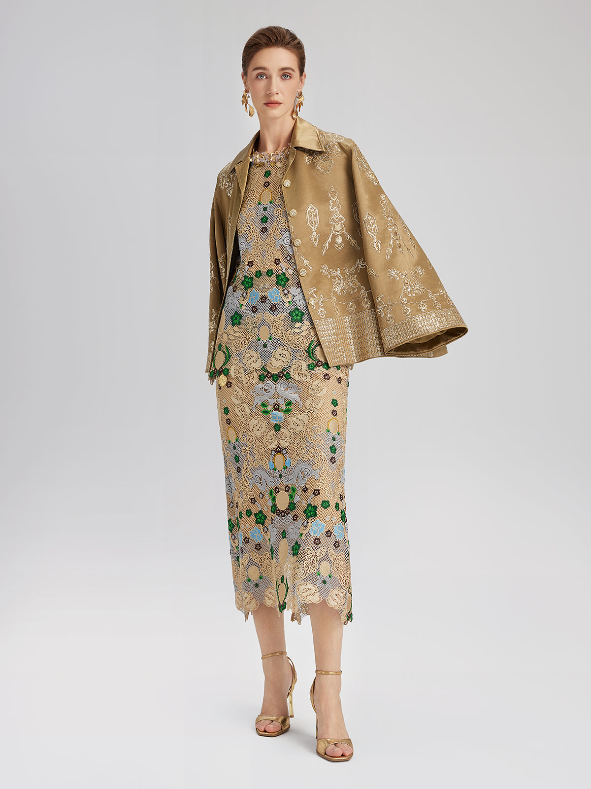 Lustrous Embroidered Floral Jacket