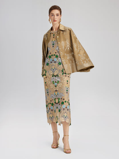 Bohemian Embroidered Floral Elastic Waist A-Line Skirt