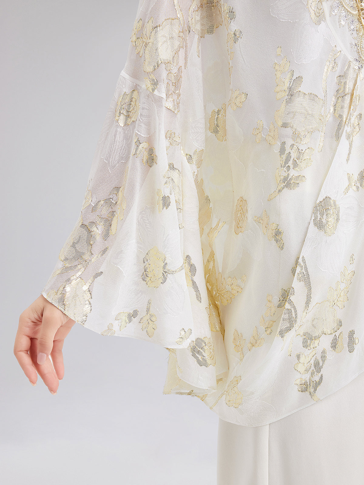 Luxe Sequin Embroidered Chiffon Blouse