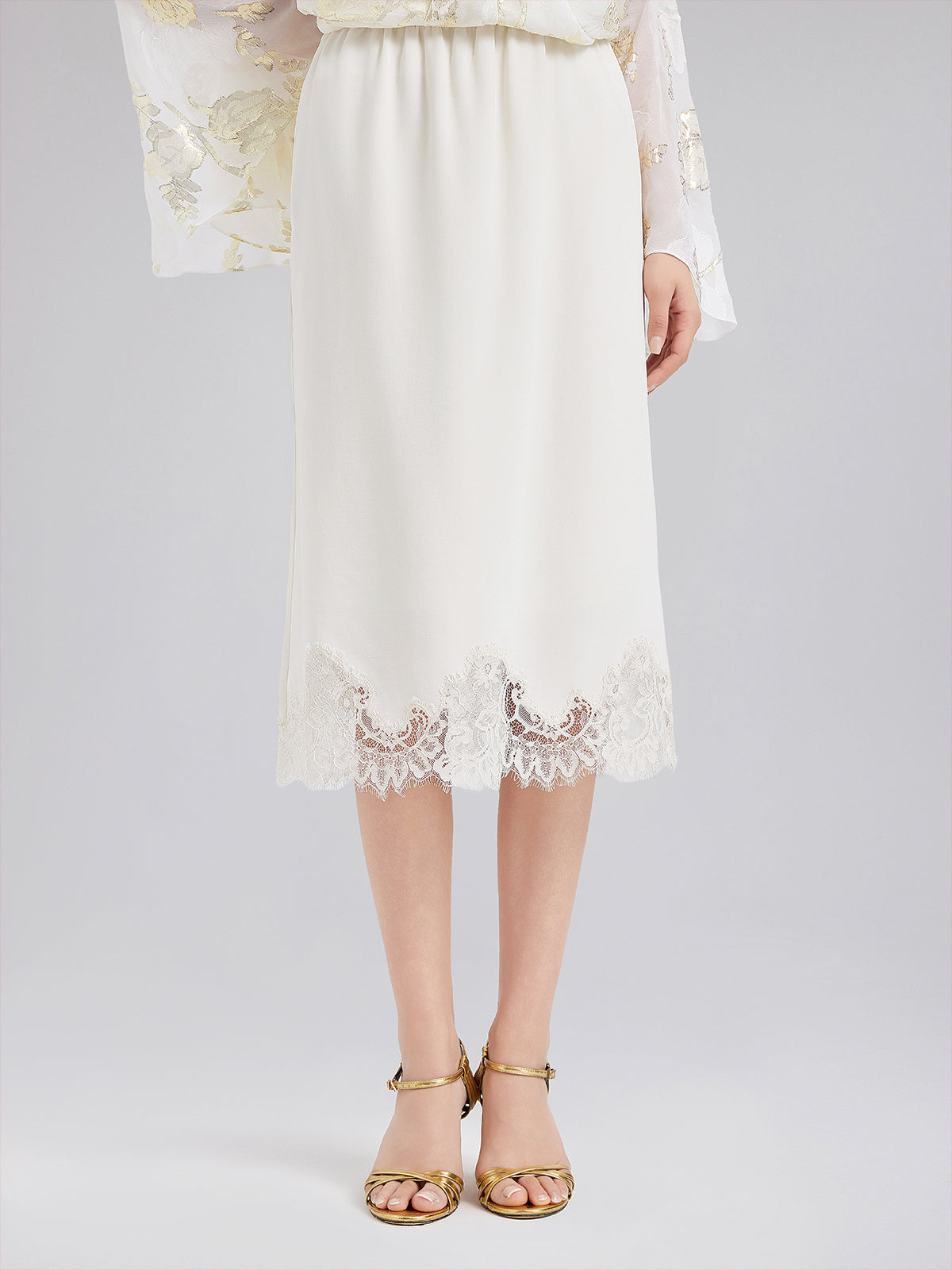 Luxe Silk Lace Midi Skirt