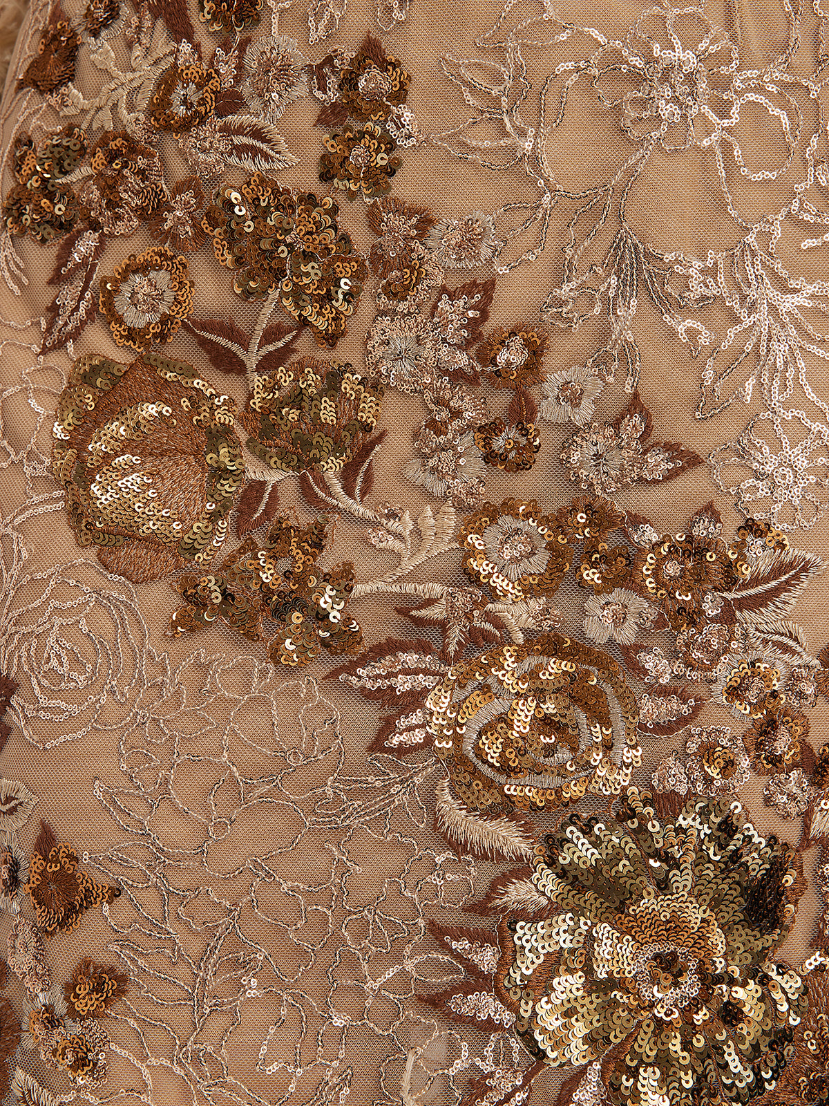 Hand-Beaded Floral Sequins & Feather Dress