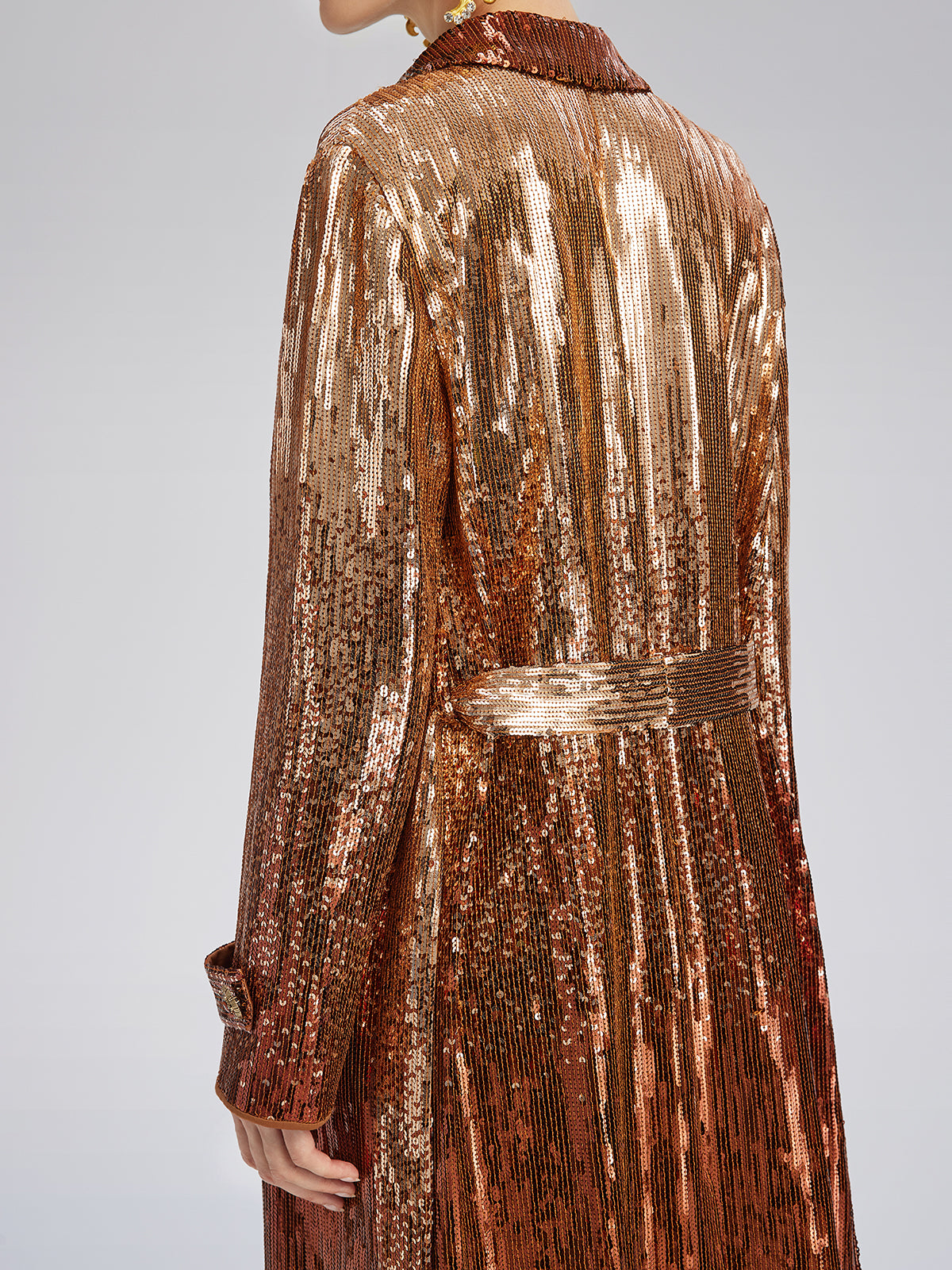 Gradient Sequin Fringe Trench Coat (Matching Belt Included)