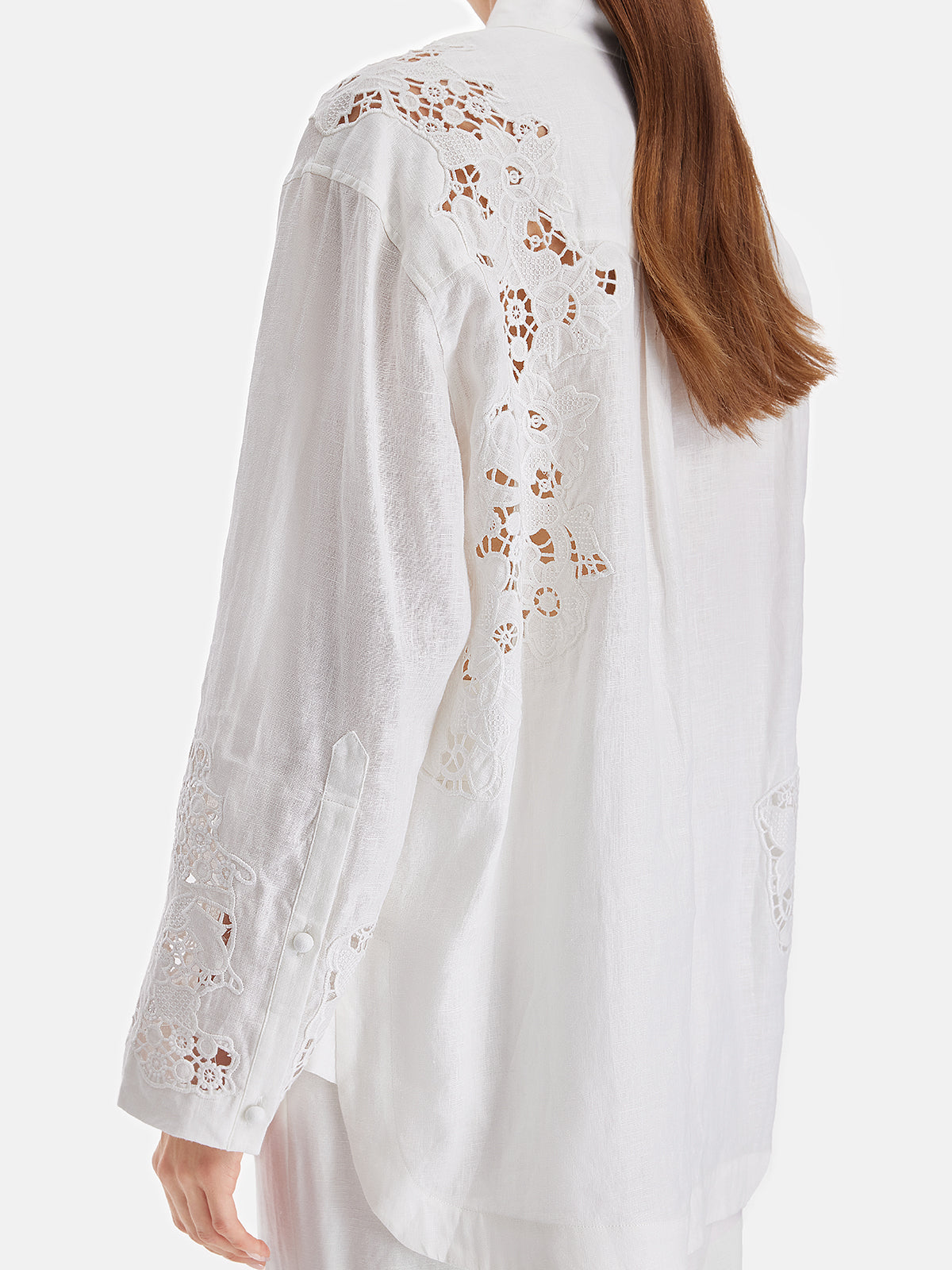 Exquisite Hollow Embroidery Linen Shirt