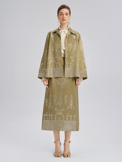 Lustrous Embroidered Floral Jacket