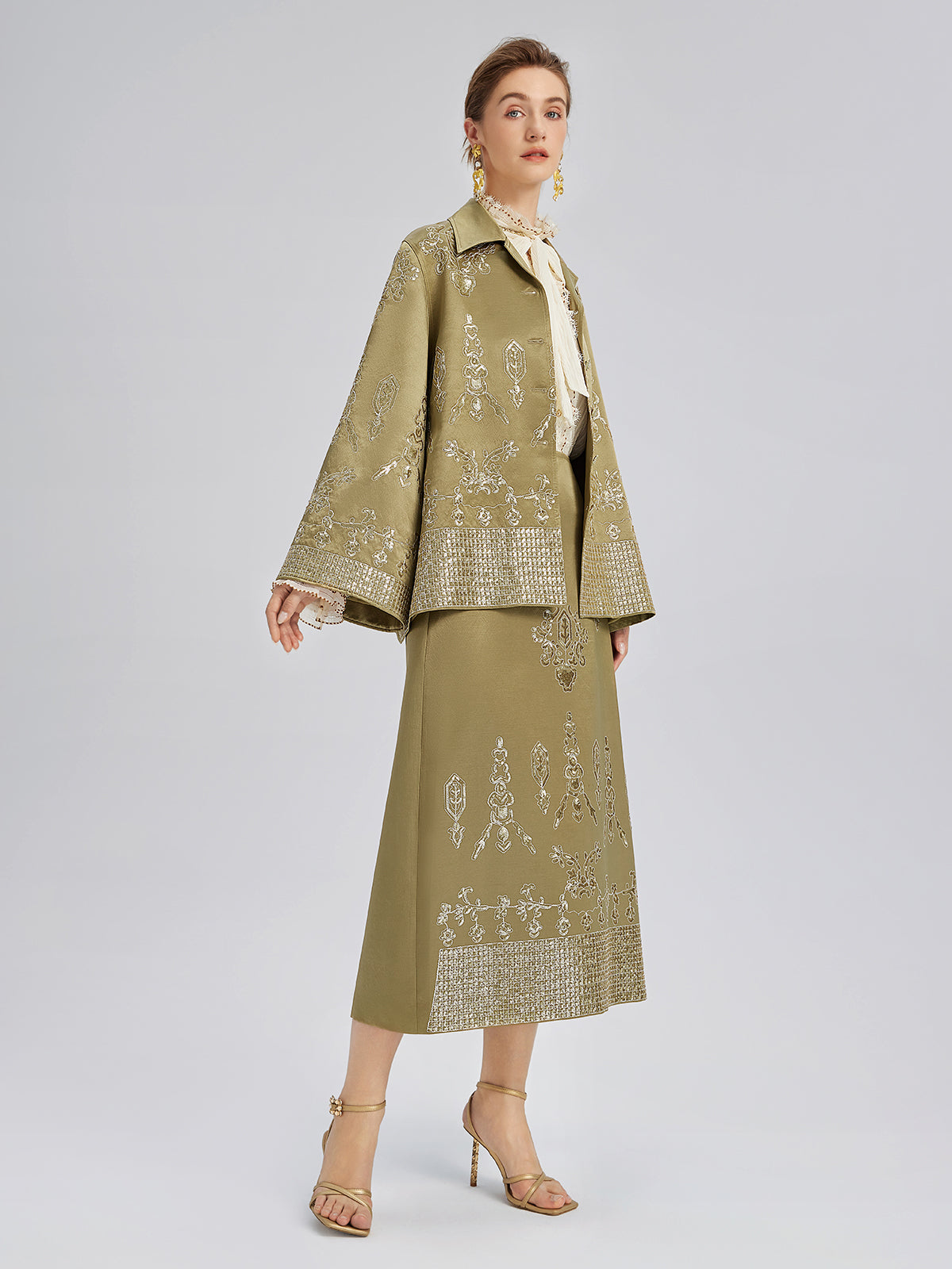 Lustrous Embroidered Floral Jacket