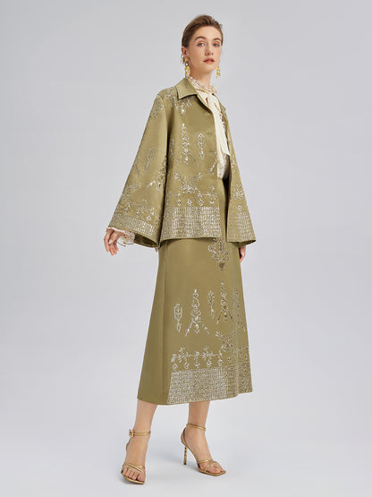 Lustrous Embroidered Floral Jacket