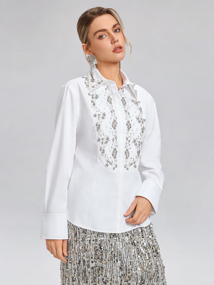 Hand Beaded Embellished White Shirt