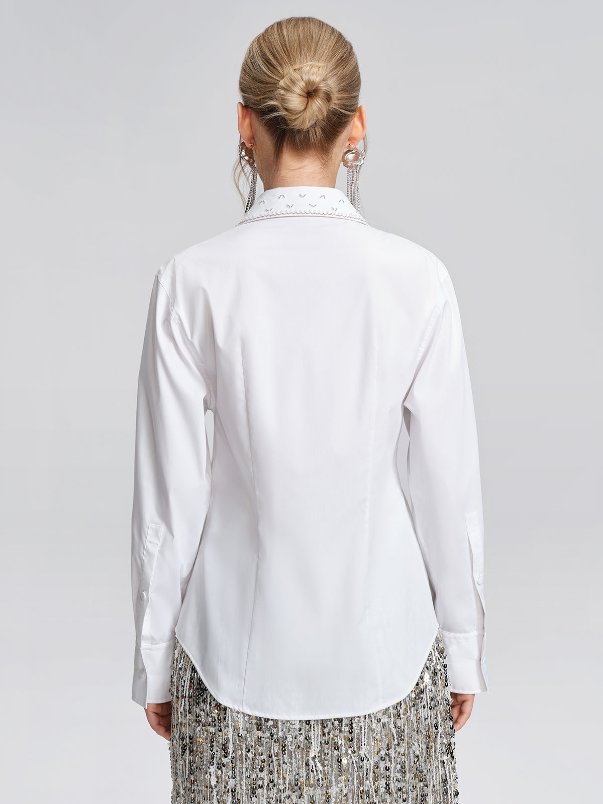 Hand Beaded Embellished White Shirt