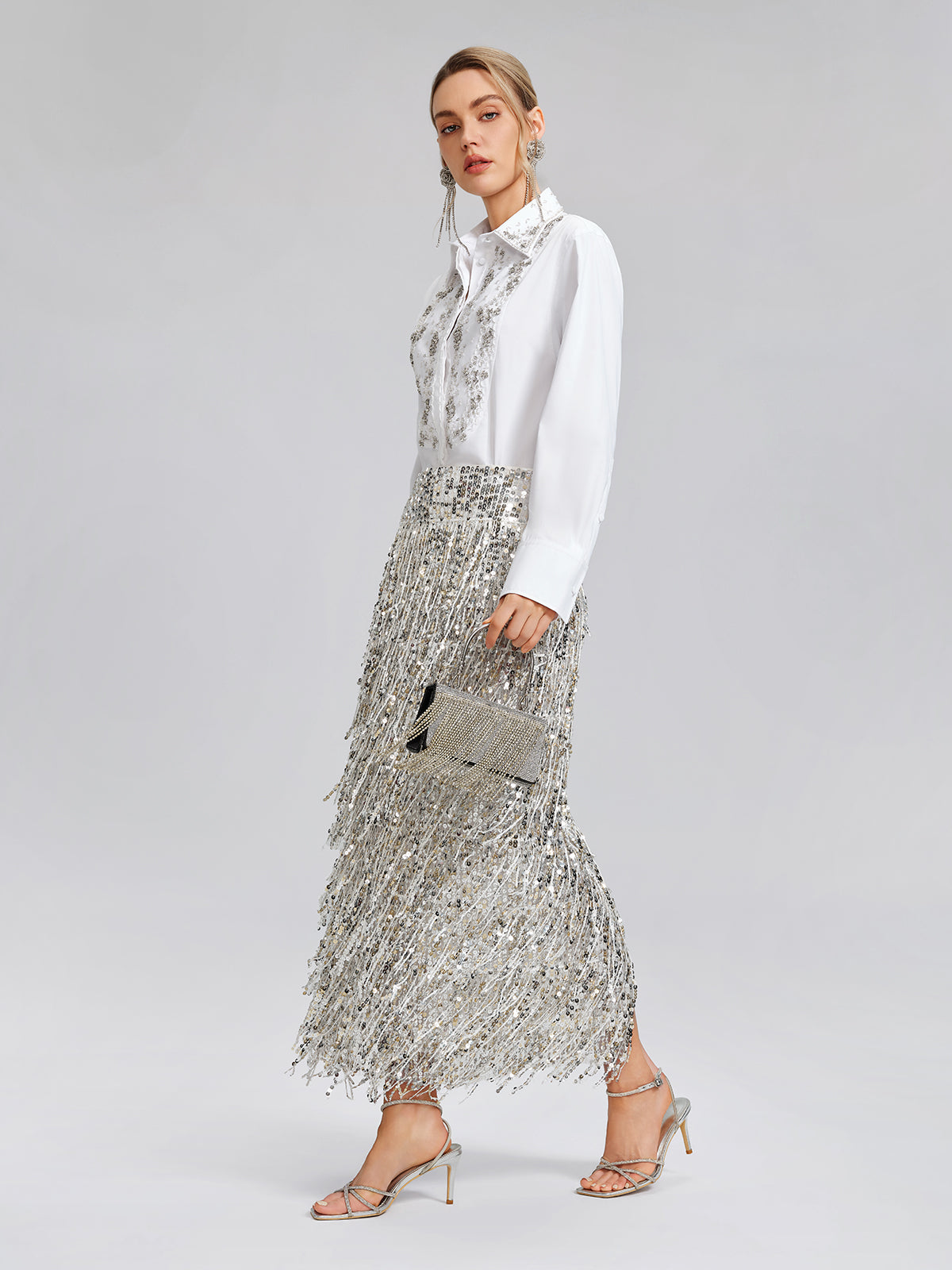 Hand Beaded Embellished White Shirt